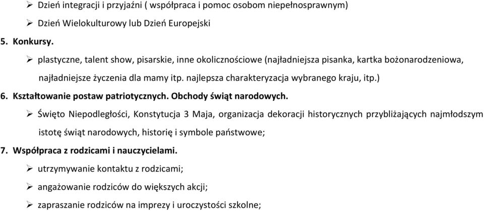 najlepsza charakteryzacja wybranego kraju, itp.) 6. Kształtowanie postaw patriotycznych. Obchody świąt narodowych.