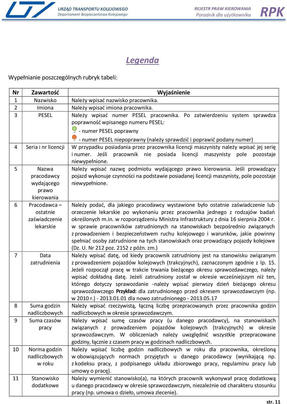 Po zatwierdzeniu system sprawdza poprawność wpisanego numeru PESEL: - numer PESEL poprawny - numer PESEL niepoprawny (należy sprawdzić i poprawić podany numer) 4 Seria i nr licencji W przypadku