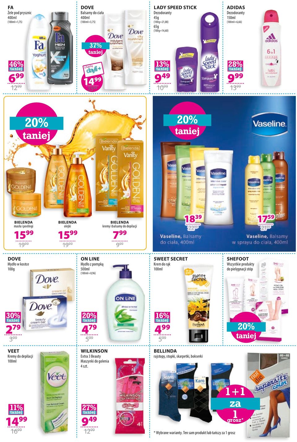 7 5 Kremy do depilacji 100ml 13 10 BIELENDA masła i peelingi % WILKINSON Extra 3 Beauty Maszynki do golenia szt.