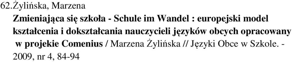 nauczycieli języków obcych opracowany w projekie Comenius