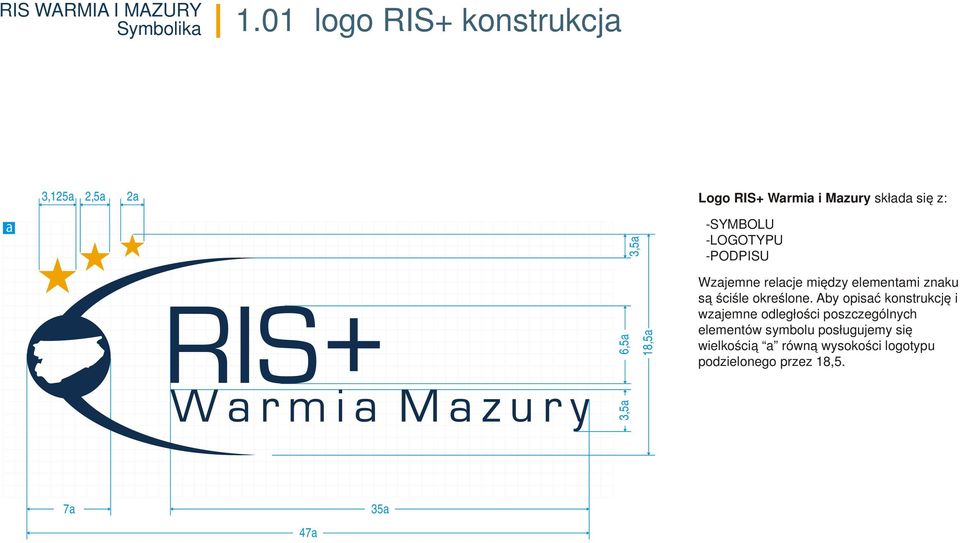 -SYMBOLU -LOGOTYPU -PODPISU 6,5a 18,5a Wzajemne relacje między elementami znaku są ściśle