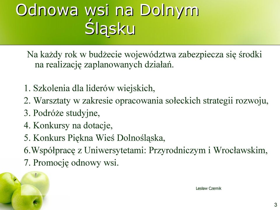 Warsztaty w zakresie opracowania sołeckich strategii rozwoju, 3. Podróże studyjne, 4.