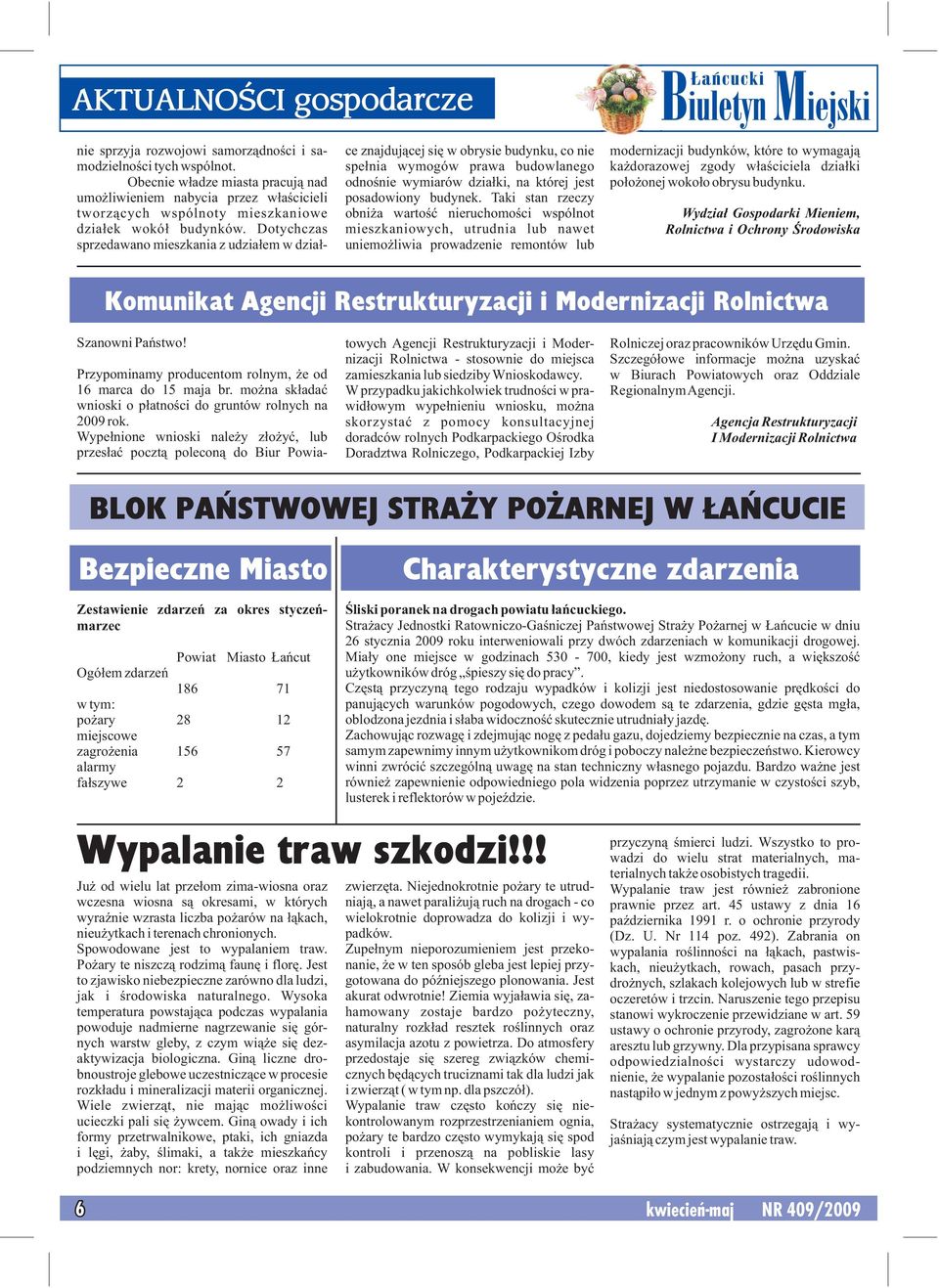 Dotychczas sprzedawano mieszkania z udziałem w dział- Przypominamy producentom rolnym, że od 16 marca do 15 maja br. można składać wnioski o płatności do gruntów rolnych na 2009 rok.