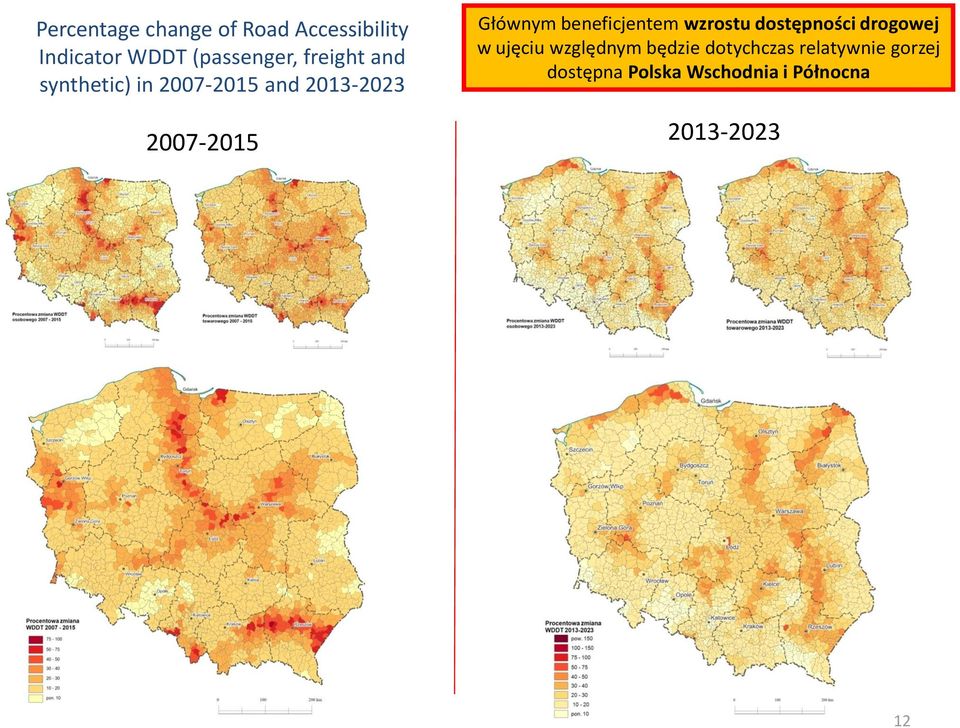beneficjentem wzrostu dostępności drogowej w ujęciu względnym będzie
