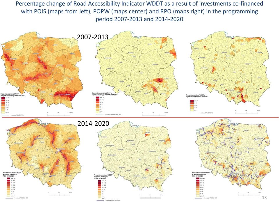 left), POPW (maps center) and RPO (maps right) in the