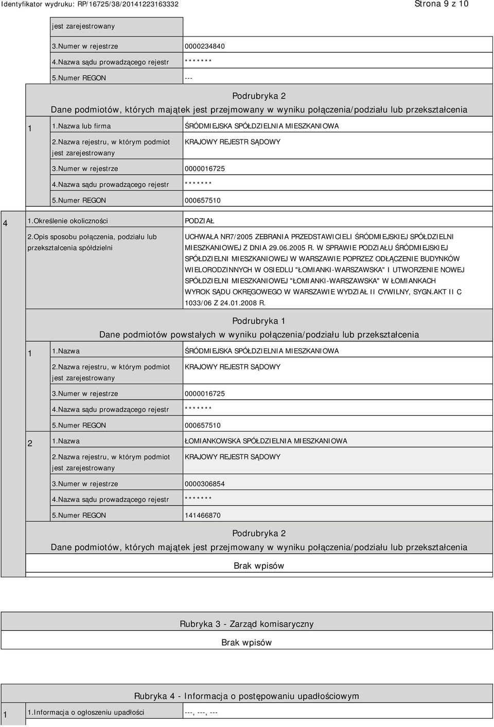 Opis sposobu połączenia, podziału lub przekształcenia spółdzielni UCHWAŁA NR7/2005 ZEBRANIA PRZEDSTAWICIELI ŚRÓDMIEJSKIEJ SPÓŁDZIELNI MIESZKANIOWEJ Z DNIA 29.06.2005 R.