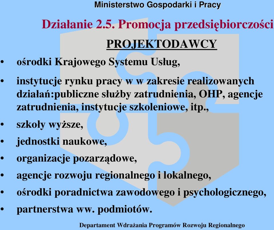 zakresie realizowanych dzia :publiczne s by zatrudnienia, OHP, agencje zatrudnienia, instytucje