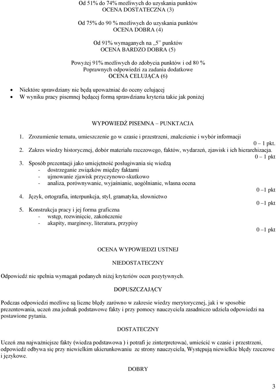 sprawdzianu kryteria takie jak poniżej WYPOWIEDŹ PISEMNA PUNKTACJA 1. Zrozumienie tematu, umieszczenie go w czasie i przestrzeni, znalezienie i wybór informacji 0 1 pkt. 2.