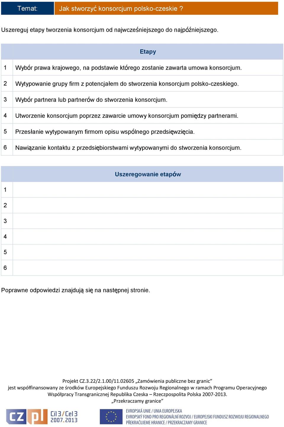 3 Wybór partnera lub partnerów do stworzenia 4 Utworzenie konsorcjum poprzez zawarcie umowy konsorcjum pomiędzy partnerami.