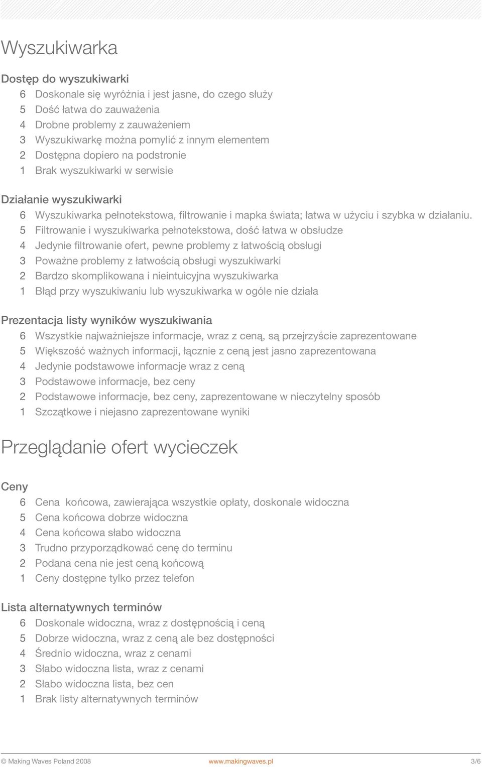 5 Filtrowanie i wyszukiwarka pełnotekstowa, dość łatwa w obsłudze 4 Jedynie filtrowanie ofert, pewne problemy z łatwością obsługi 3 Poważne problemy z łatwością obsługi wyszukiwarki 2 Bardzo