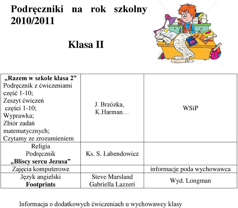 komputerowe Język angielski Footprints J. Brzózka, K.Harman Ks. S.