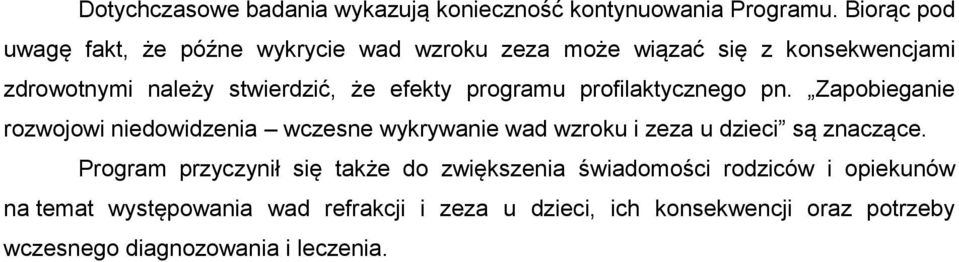 efekty programu profilaktycznego pn.