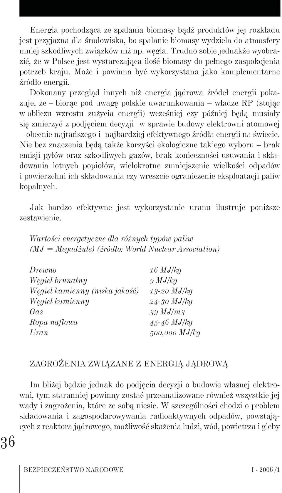 Dokonany przegląd innych niż energia jądrowa źródeł energii pokazuje, że biorąc pod uwagę polskie uwarunkowania władze RP (stojąc w obliczu wzrostu zużycia energii) wcześniej czy później będą musiały