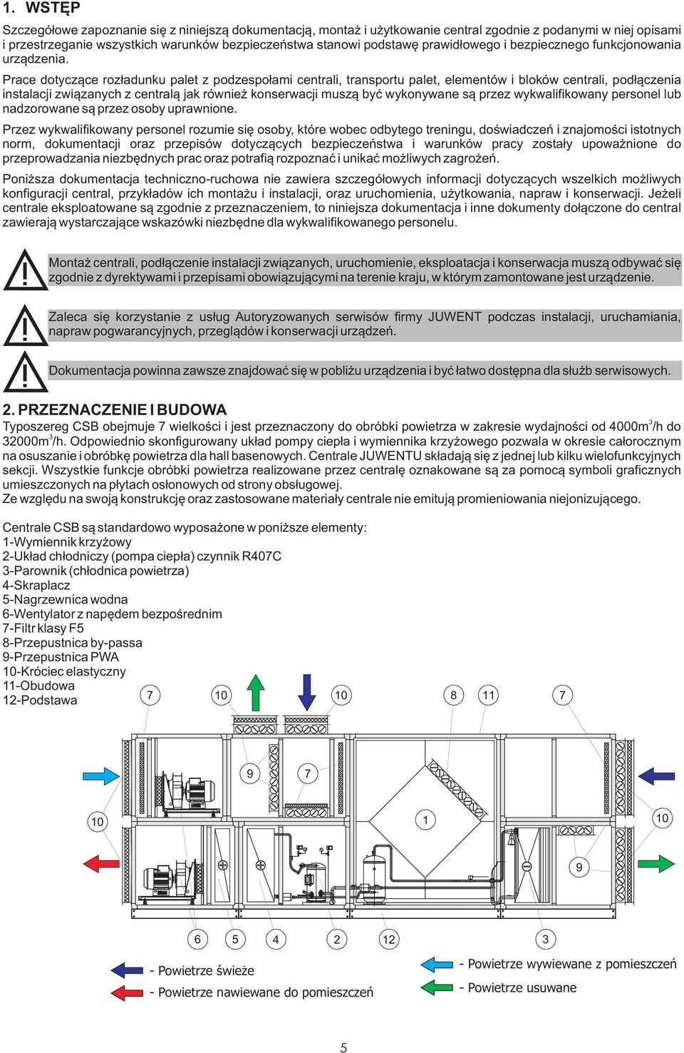 Prace dotycz¹ce roz³adunku palet z podzespo³ami centrali, transportu palet, elementów i bloków centrali, pod³¹czenia instalacji zwi¹zanych z central¹ jak równie konserwacji musz¹ byæ wykonywane s¹