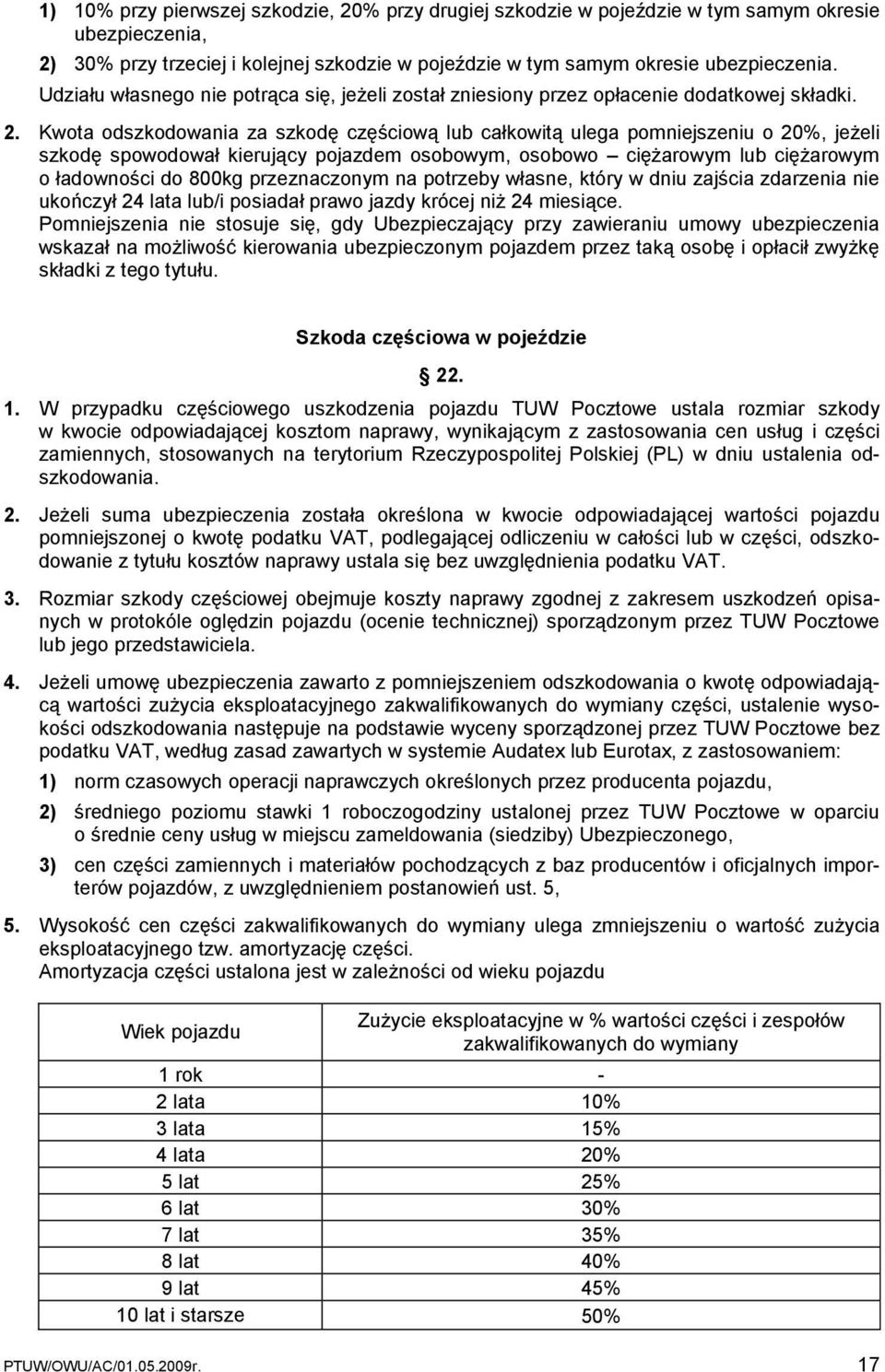 Kwota odszkodowania za szkodę częściową lub całkowitą ulega pomniejszeniu o 20%, jeżeli szkodę spowodował kierujący pojazdem osobowym, osobowo ciężarowym lub ciężarowym o ładowności do 800kg