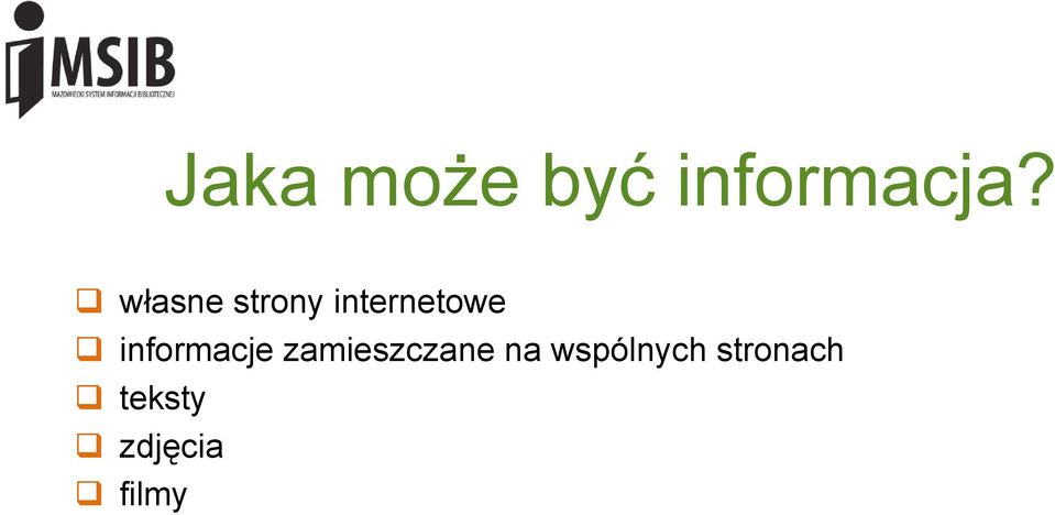 informacje zamieszczane na