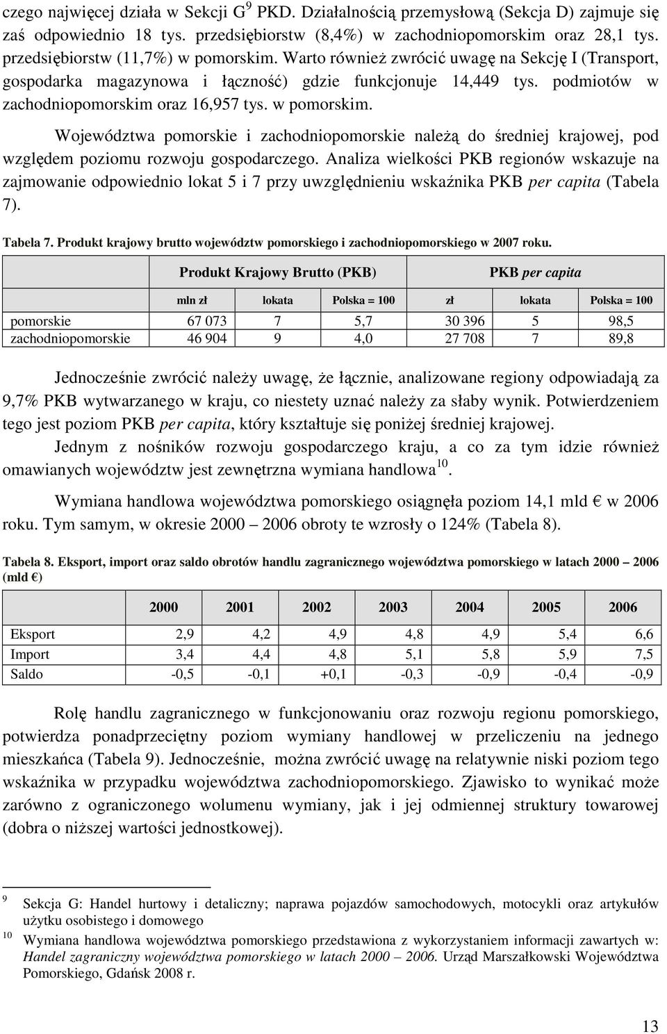 w pomorskim. Województwa pomorskie i zachodniopomorskie naleŝą do średniej krajowej, pod względem poziomu rozwoju gospodarczego.