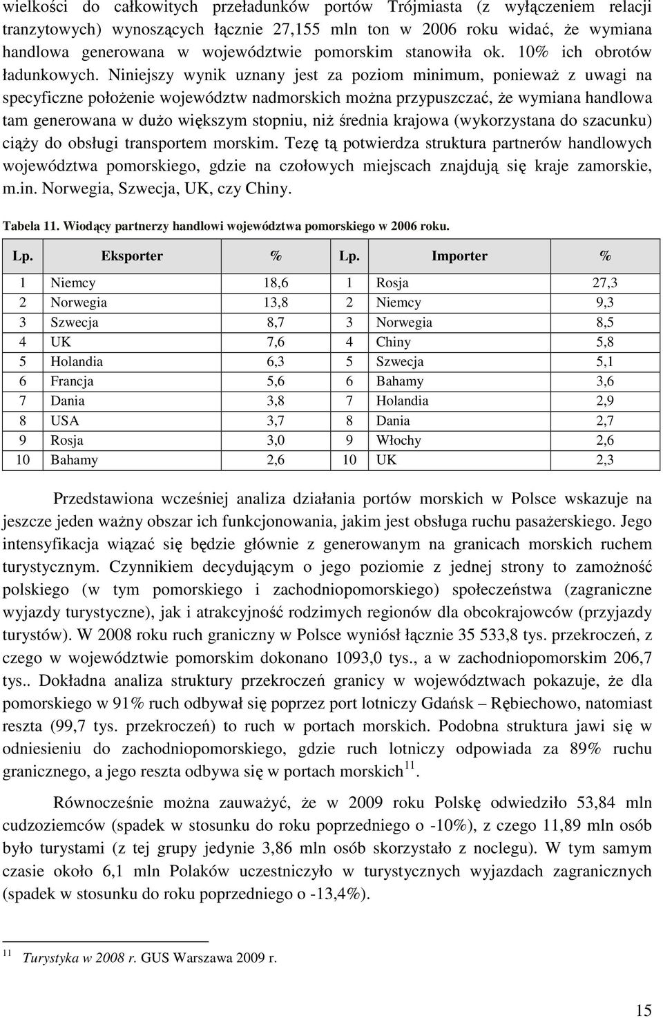 Niniejszy wynik uznany jest za poziom minimum, poniewaŝ z uwagi na specyficzne połoŝenie województw nadmorskich moŝna przypuszczać, Ŝe wymiana handlowa tam generowana w duŝo większym stopniu, niŝ