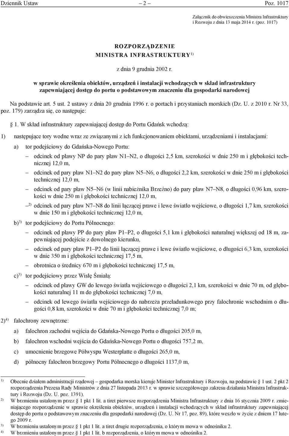 2 ustawy z dnia 20 grudnia 1996 r. o portach i przystaniach morskich (Dz. U. z 2010 r. Nr 33, poz. 179) zarządza się, co następuje: 1.