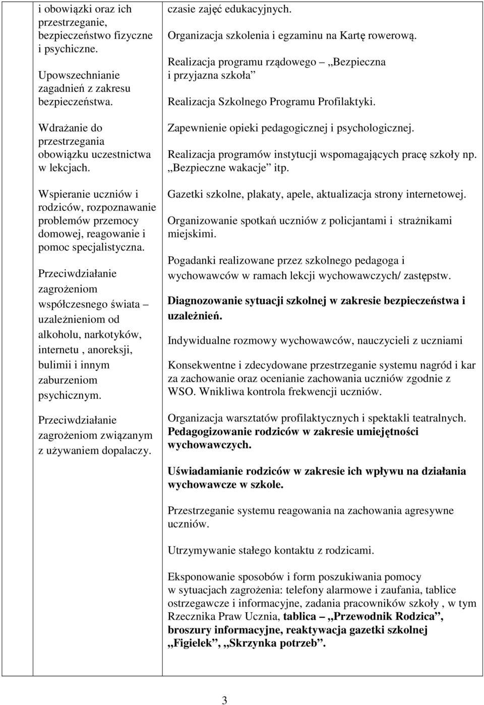 Przeciwdziałanie zagrożeniom współczesnego świata uzależnieniom od alkoholu, narkotyków, internetu, anoreksji, bulimii i innym zaburzeniom psychicznym.
