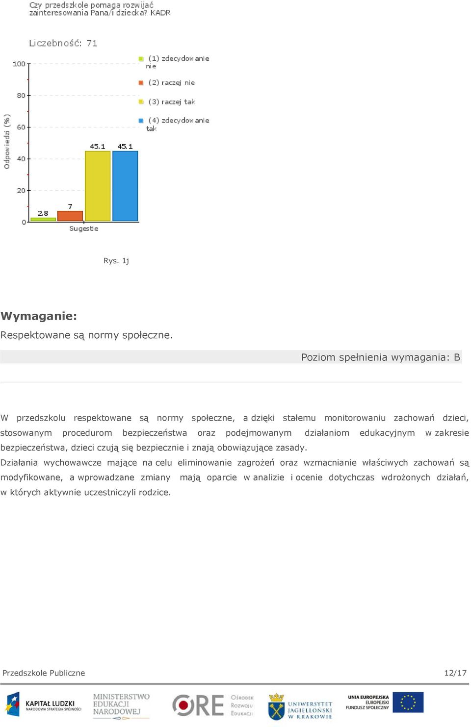 bezpieczeństwa oraz podejmowanym działaniom edukacyjnym w zakresie bezpieczeństwa, dzieci czują się bezpiecznie i znają obowiązujące zasady.