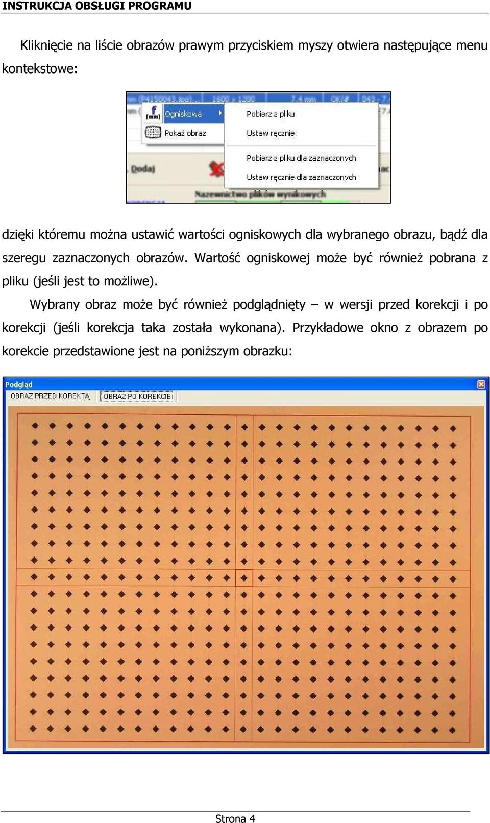 Wartość ogniskowej może być również pobrana z pliku (jeśli jest to możliwe).