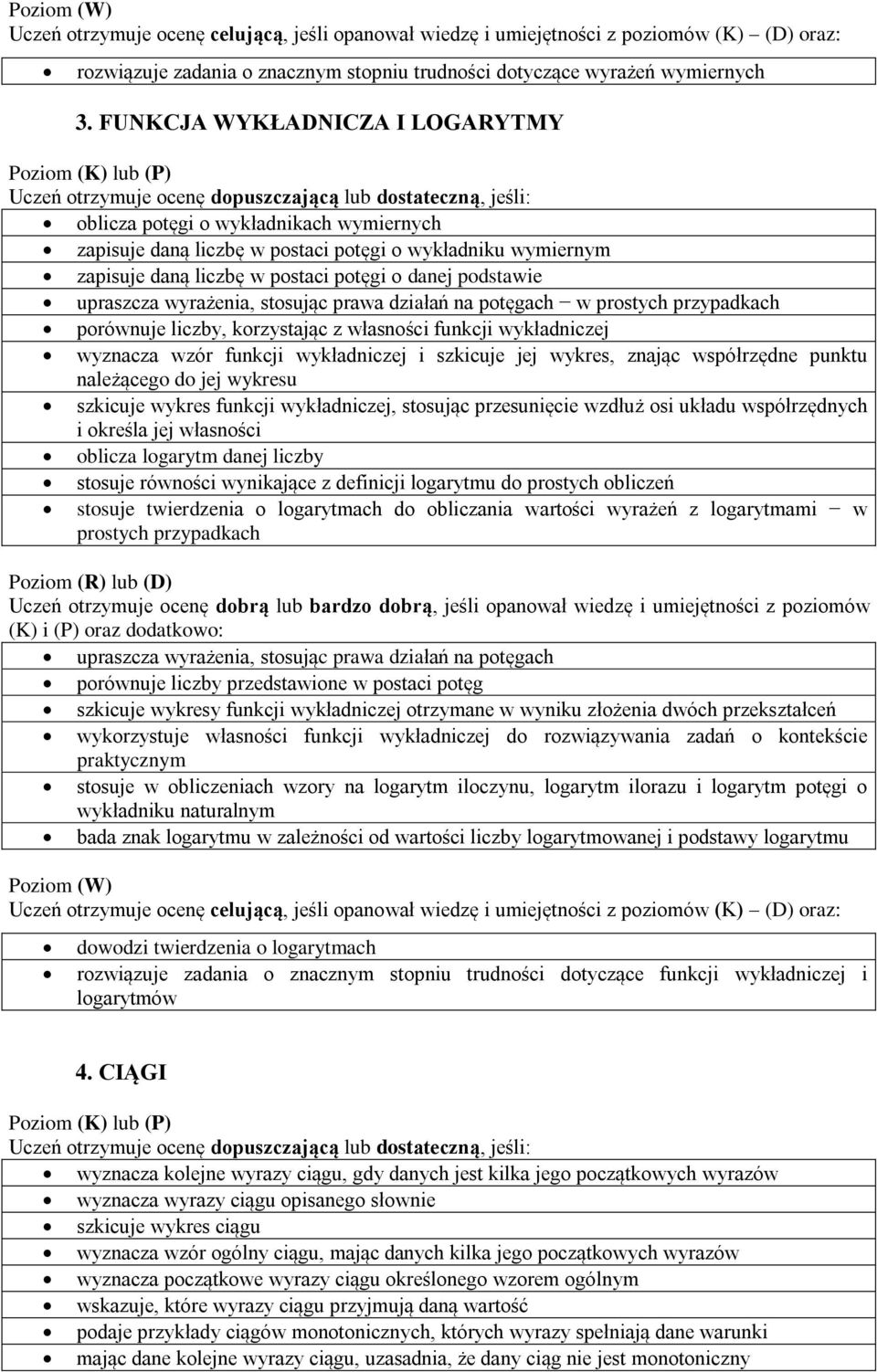 wyrażenia, stosując prawa działań na potęgach w prostych przypadkach porównuje liczby, korzystając z własności funkcji wykładniczej wyznacza wzór funkcji wykładniczej i szkicuje jej wykres, znając