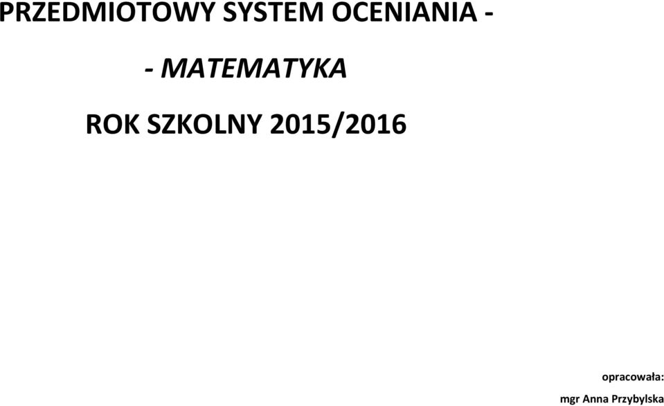 ROK SZKOLNY 2015/2016