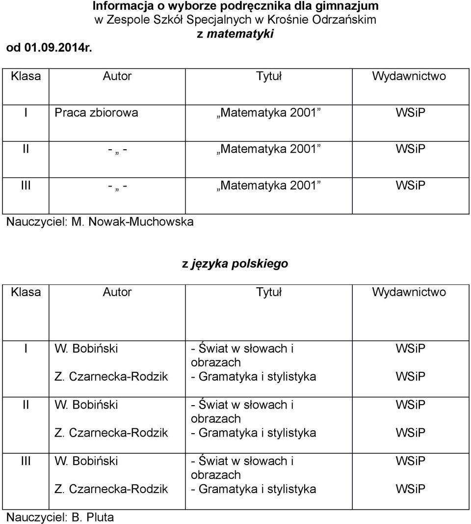 Bobiński Z. Czarnecka-Rodzik - Świat w słowach i obrazach - Gramatyka i stylistyka II W. Bobiński Z.