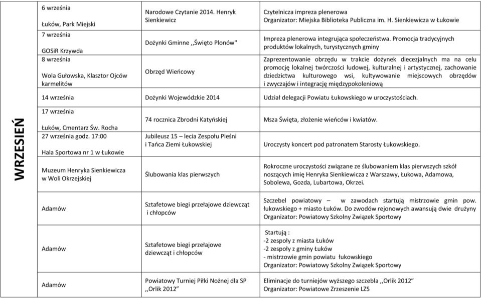 Sienkiewicza w Łukowie Impreza plenerowa integrująca społeczeństwa.