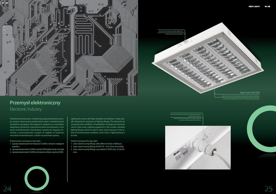 Oświetlenie pomieszczeń, w których panują podwyższone wymogi czystości stawia przed producentami opraw oświetleniowych szczególne wymagania.