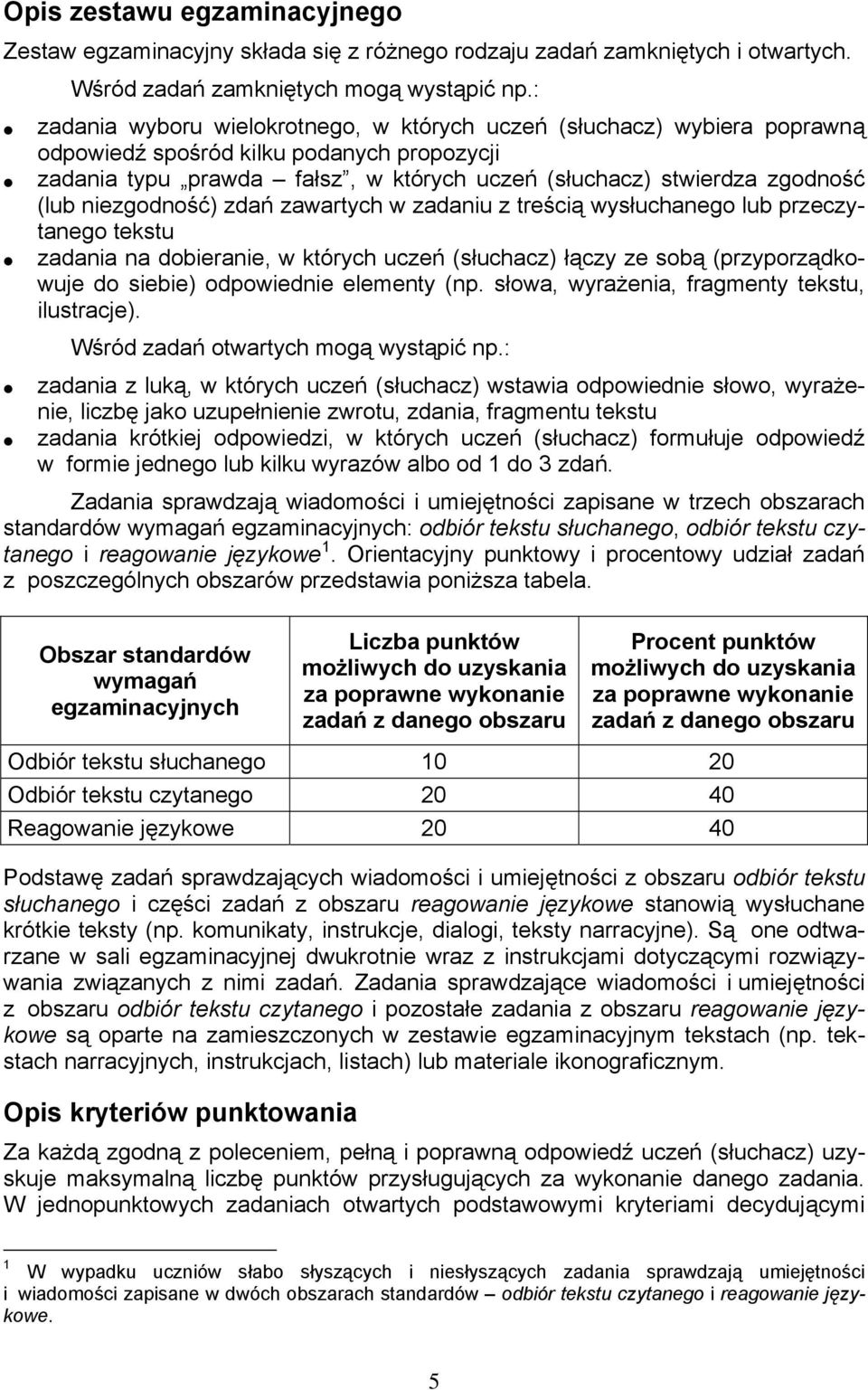 niezgodność) zdań zawartych w zadaniu z treścią wysłuchanego lub przeczytanego tekstu zadania na dobieranie, w których uczeń (słuchacz) łączy ze sobą (przyporządkowuje do siebie) odpowiednie elementy