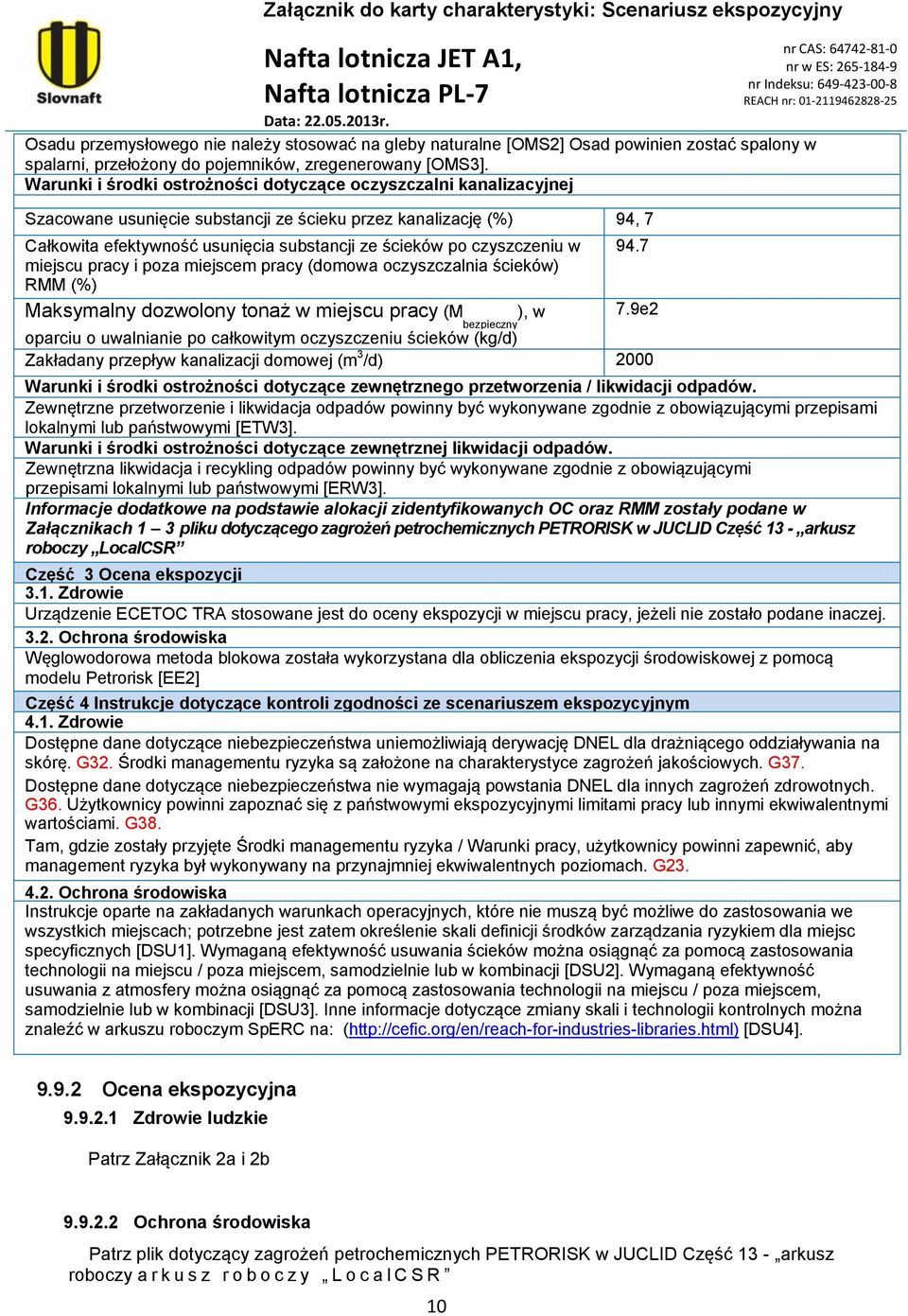 czyszczeniu w miejscu pracy i poza miejscem pracy (domowa oczyszczalnia ścieków) (%) Maksymalny dozwolony tonaż w miejscu pracy (Mbezpieczny ), w 94.7 7.