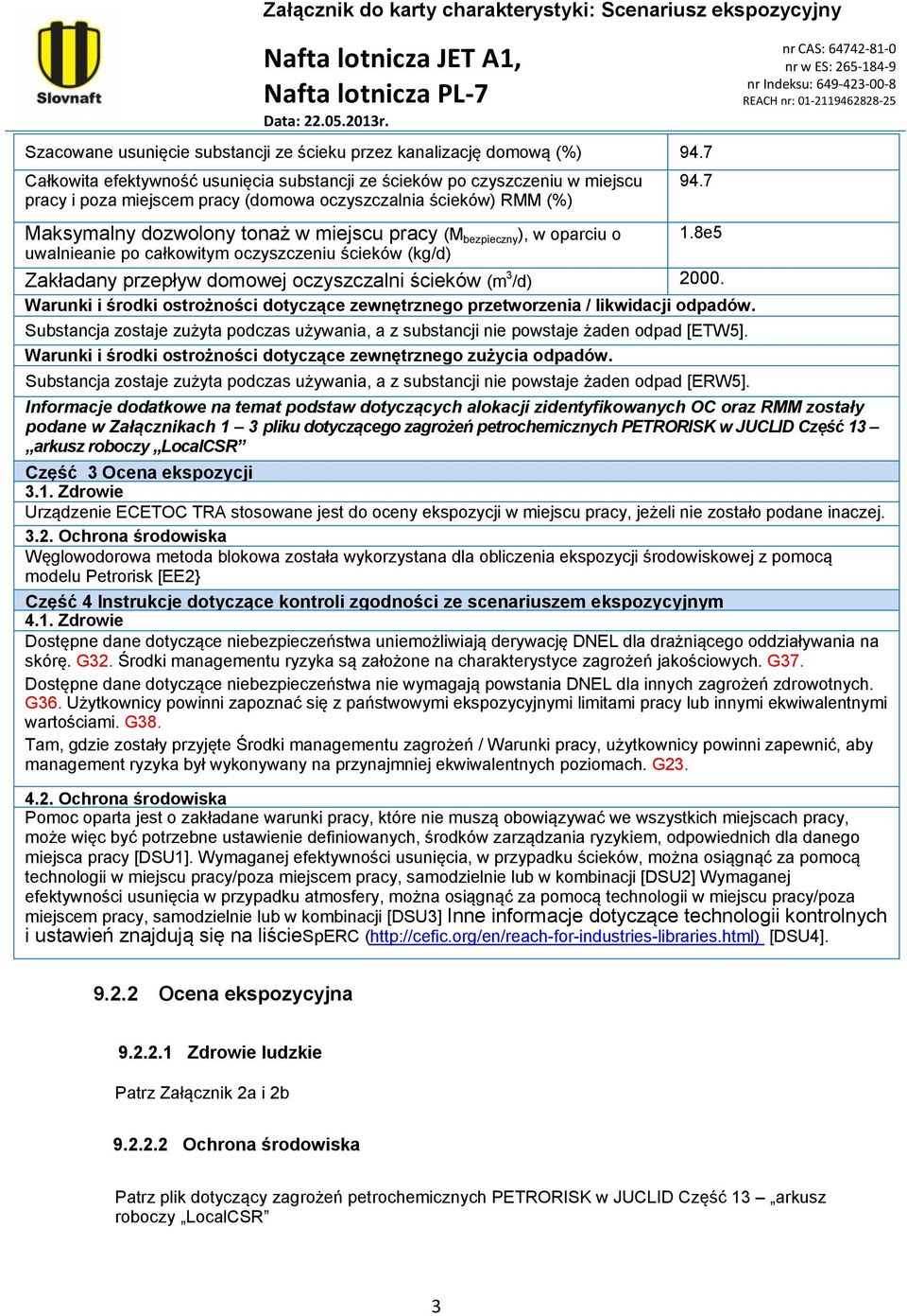 bezpieczny ), w oparciu o 1.8e5 uwalnieanie po całkowitym oczyszczeniu ścieków (kg/d) Zakładany przepływ domowej oczyszczalni ścieków (m 3 /d) 2000.