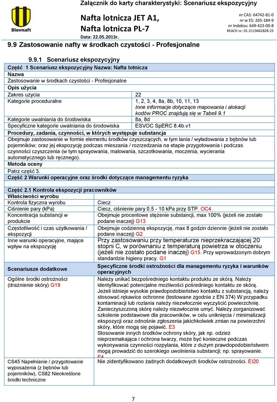 1 Kategorie uwalniania do środowiska 8a, 8d Specyficzne kategorie uwalniania do środowiska ESV SpERC 8.4b.