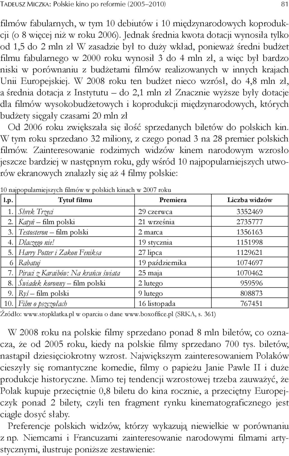 porównaniu z budżetami filmów realizowanych w innych krajach Unii Europejskiej.