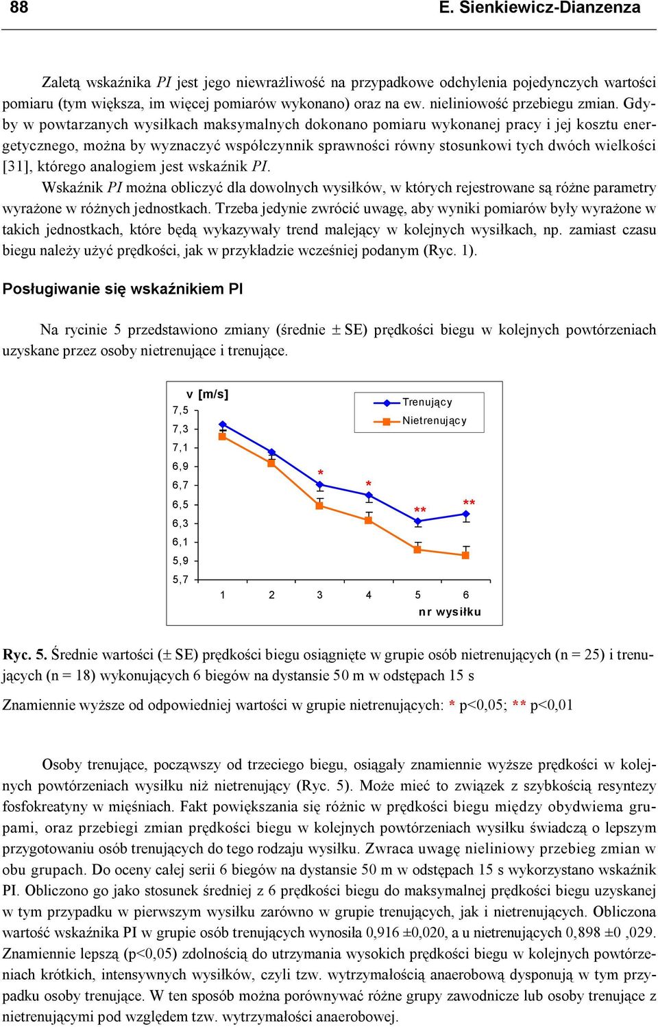 Gdyby w powtarzanych wysiłkach maksymalnych dokonano pomiaru wykonanej pracy i jej kosztu energetycznego, można by wyznaczyć współczynnik sprawności równy stosunkowi tych dwóch wielkości [31],