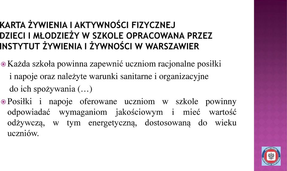 warunki sanitarne i organizacyjne do ich spożywania ( ) Posiłki i napoje oferowane uczniom w szkole