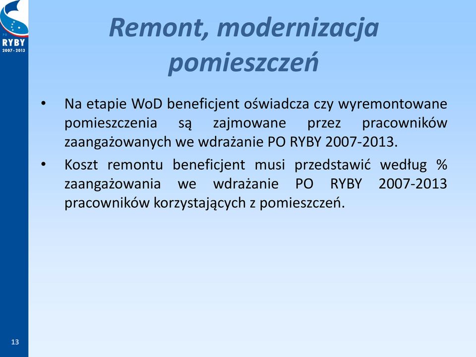 wdrażanie PO RYBY 2007-2013.