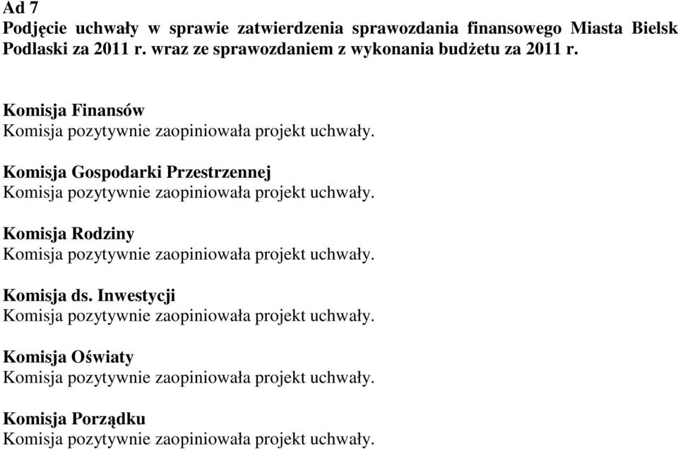 Miasta Bielsk Podlaski za 2011 r.