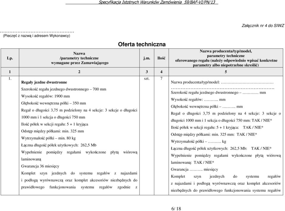 try techniczne wyma