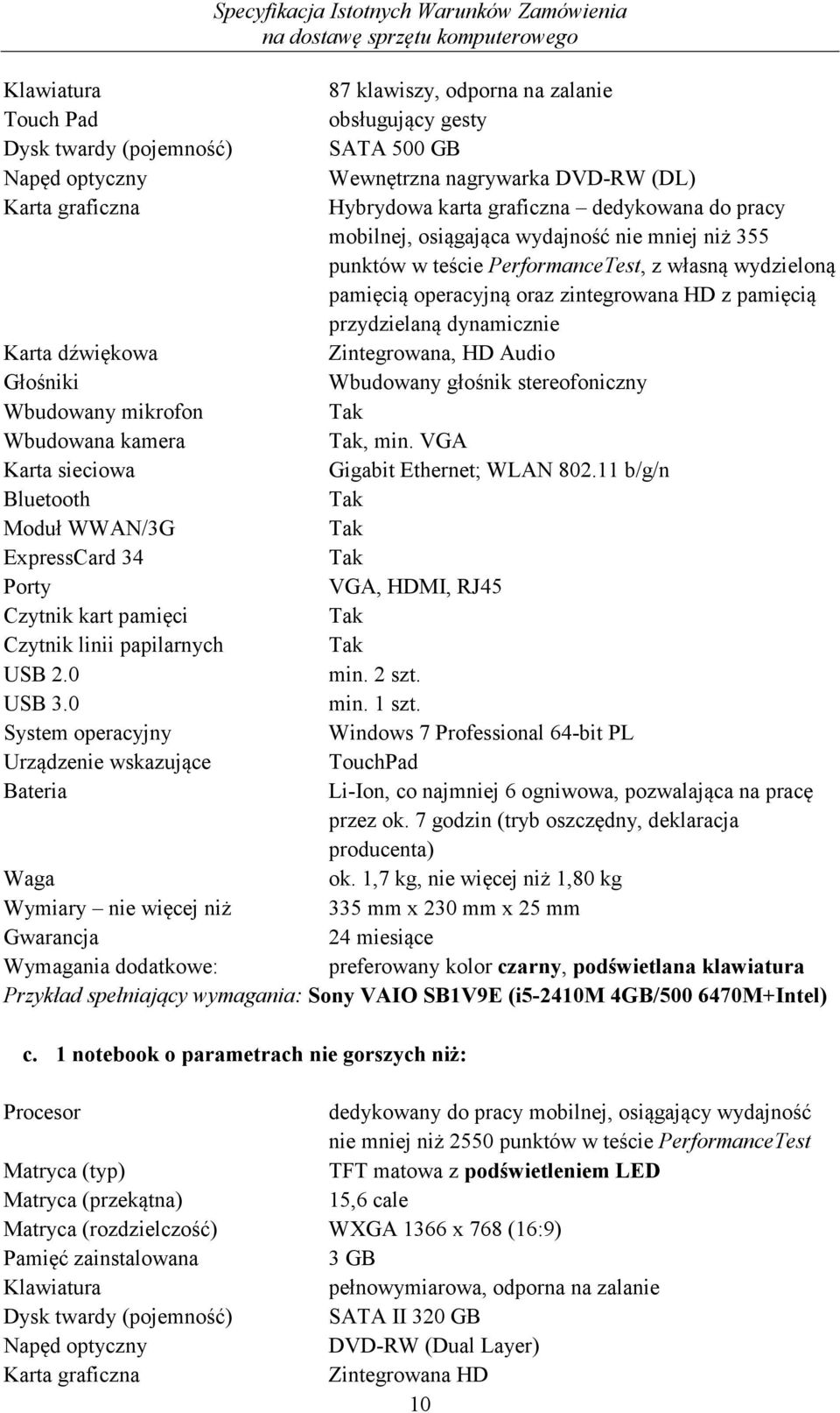 Karta dźwiękowa Zintegrowana, HD Audio Głośniki Wbudowany głośnik stereofoniczny Wbudowany mikrofon Wbudowana kamera, min. VGA Karta sieciowa Gigabit Ethernet; WLAN 802.