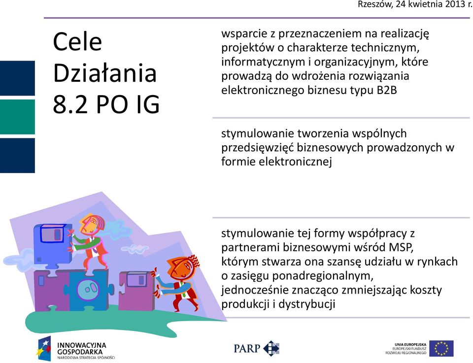 prowadzą do wdrożenia rozwiązania elektronicznego biznesu typu B2B stymulowanie tworzenia wspólnych przedsięwzięć biznesowych