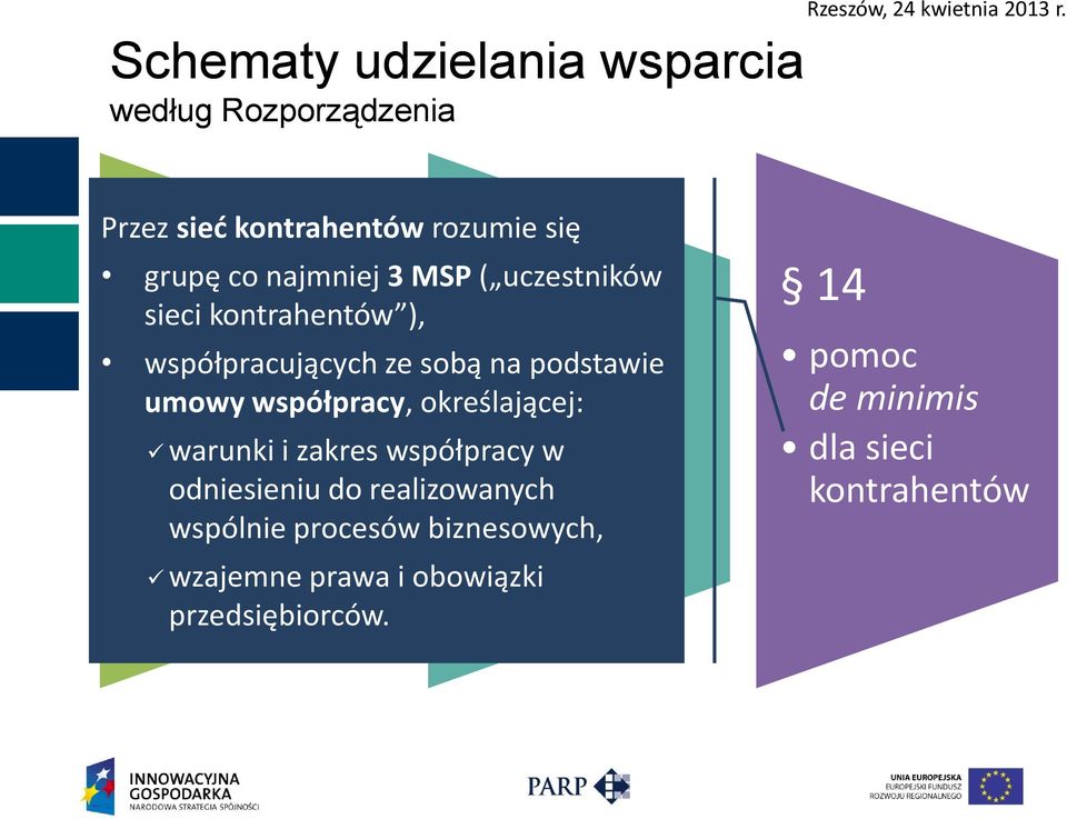 współpracujących ze sobą na podstawie umowy współpracy, określającej: warunki i zakres współpracy w odniesieniu do