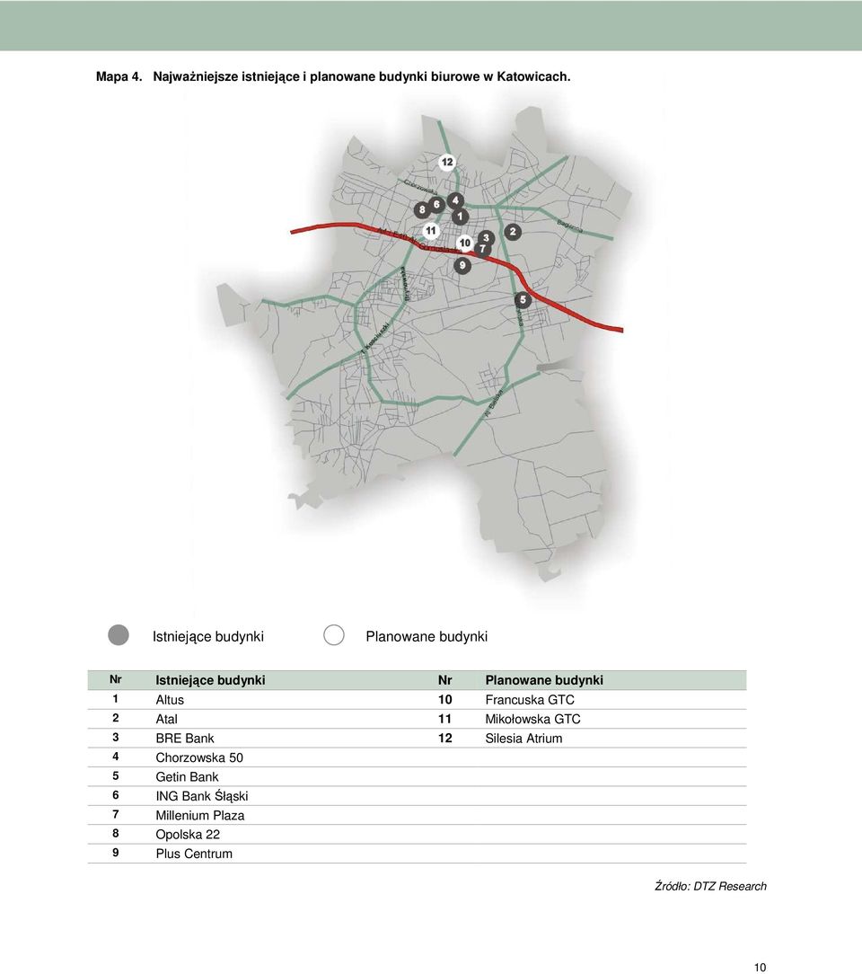 Altus 1 Francuska GTC 2 Atal 11 Mikołowska GTC 3 BRE Bank 12 Silesia Atrium 4