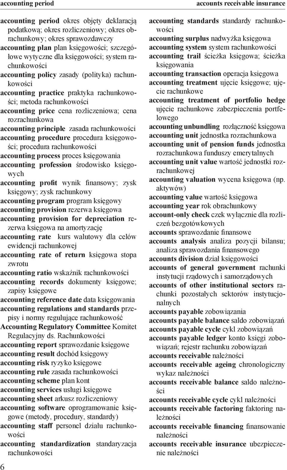 rozliczeniowa; cena rozrachunkowa accounting principle zasada rachunkowości accounting procedure procedura księgowości; procedura rachunkowości accounting process proces księgowania accounting