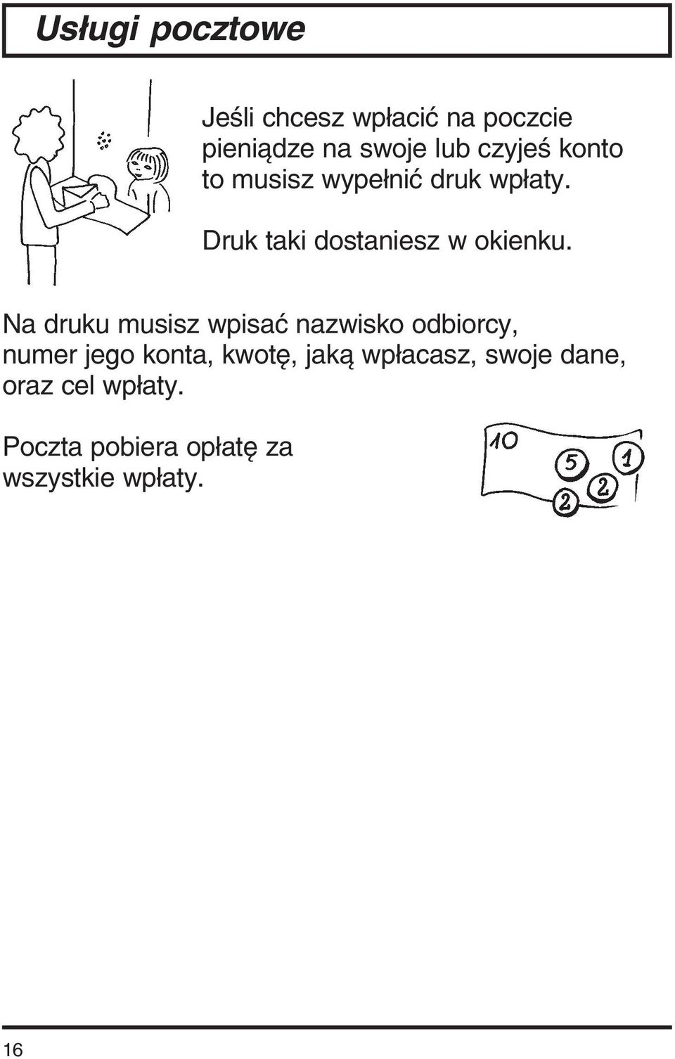 Na druku musisz wpisać nazwisko odbiorcy, numer jego konta, kwotę, jaką