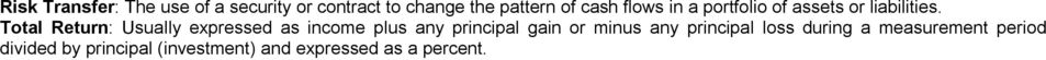 Total Return: Usually expressed as income plus any principal gain or minus