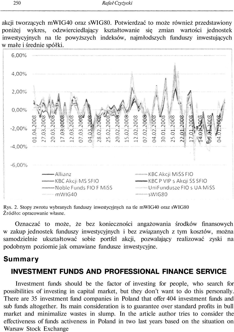 małe i średnie spółki. Rys. 2. Stopy zwrotu wybranych funduszy inwestycyjnych na tle mwig40 oraz swig80 Źródło: opracowanie własne.