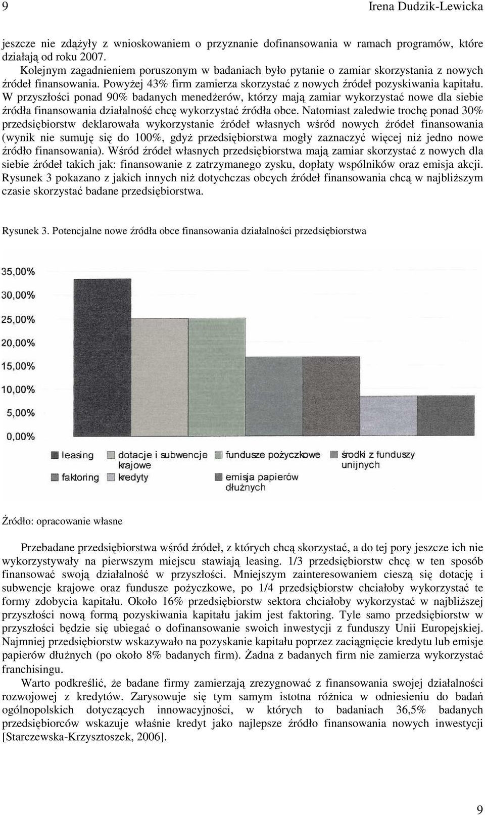 W przyszłości ponad 90% badanych menedŝerów, którzy mają zamiar wykorzystać nowe dla siebie źródła finansowania działalność chcę wykorzystać źródła obce.